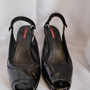 Prada Black Women's Peep Toe Shoes Size 38